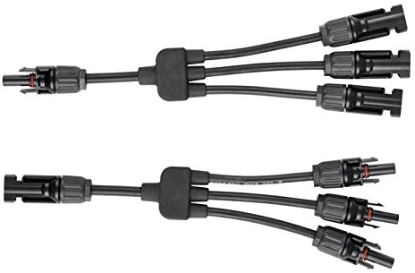 enjoy solar® 1 Paar Solarstecker T Verteiler 3-Fach mit 20cm Kabelverlängerung für Parallelschaltung Solarmodul