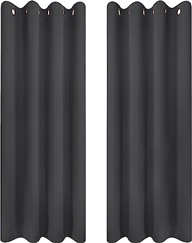 Utopia Bedding Verdunkelungsvorhänge mit Ösen thermovorhang 2er Set [140x175 cm, Grau] wärme und kälteisolierende und schalldämmende Vorhang Blickdicht für Wohnzimmer, Schlafzimmer & Büro