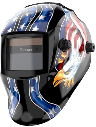 TOOLIOM Casco de soldadura de oscurecimiento automático con luz solar, máscara de soldadura con pantalla ajustable 9-13, para arco Mig Tig con diseño de águila azul