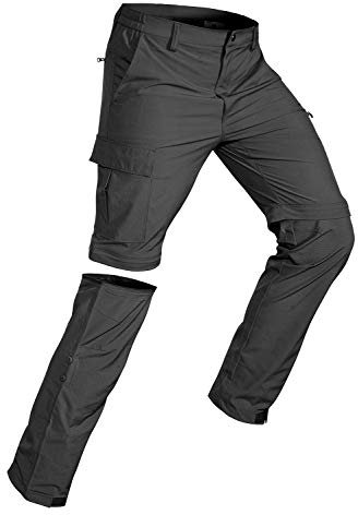 Wespornow Herren Zip-Off-Wanderhose-Abnehmbar-Trekkinghose, Atmungsaktiv Outdoorhose Arbeit Hosen Schnell Trockend Sommer Funktionshose mit 5 Taschen (Dark Grau, L)
