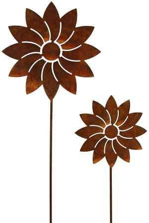 Rostikal | Metall Deko Blume Gartenstecker | Edelrost Blumenstecker Gartendeko | (Ø 17 cm, Höhe: 60 cm)