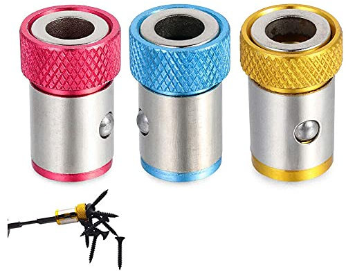 Bestgle 3pcs Screwdriver Head Magnetic Ring, Universal Magnetic Screw Ring, Bit Magnetic Ring Removable for 1/4 Inch / 6.35 mm Hex Screwdriver and Power Bits