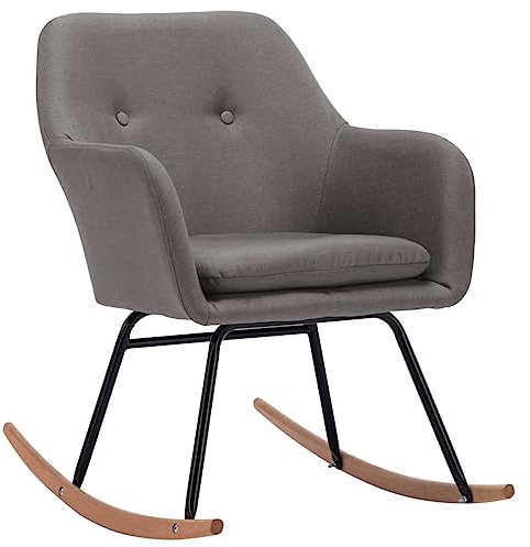 vidaXL Schaukelstuhl Schwingsessel Relaxstuhl Schwingstuhl Stuhl Polsterstuhl Wippstuhl Schaukelsessel Sessel Relaxsessel Hellgrau Stoff