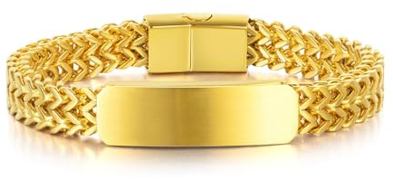 NEHZUS Benutzerdefinierte Gravur Armband für Männer Edelstahl Cuban Curb Link Kette personalisierte Armbänder mit Magnetschnalle Verschluss