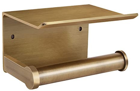 Antik Bronze Toilettenpapierhalter Wandmontage mit Ablage - Ohne Bohren (3M Klebefolie oder Schraubmontage) - Alu-Badezimmer-Organizer für Handy, Feuchttücher, Seife