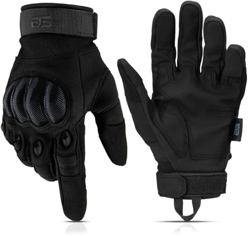 Glove Station Tactical Gloves for Men – Touchscreen Utility Gear with Hard Knuckle Protection Used in Motorcycle, Airsoft, Combat, Police, Shooting & Outdoor Work Black - Hard Knuckle Large