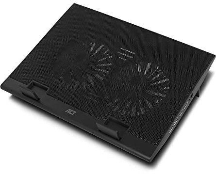 ACT Laptop Kühler 17 Zoll, Business Laptop Ständer Höhenverstellbar (2 Ergonomische Positionen), 2 Leiser Lüfter für das Büro, 4-Port-USB-Hub - AC8105