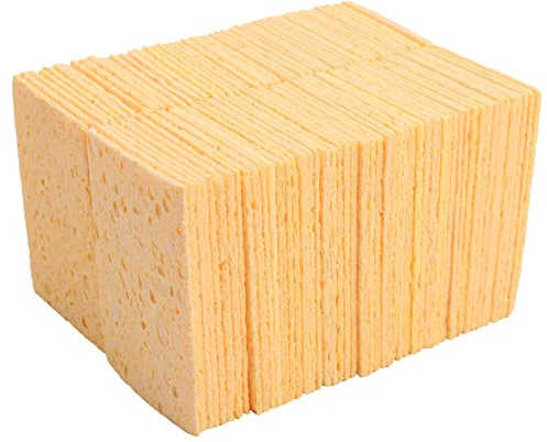 Melitt 100Pcs Soldering Iron Solder Tip Welding Cleaning Sponge Soldering Iron Sponge Pad Replacement Sponges Cleaning Pads