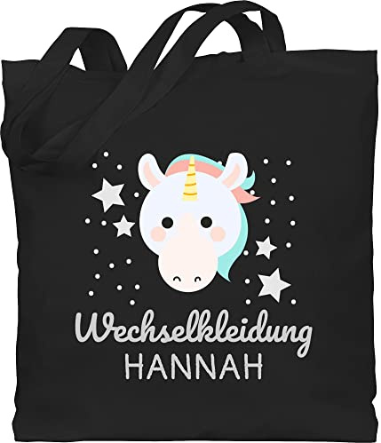 Geschenk mit Namen personalisiert by Shirtracer - Baumwolltasche - Kita Beutel Wechselsachen Mädchen - Wechselkleidung Einhorn