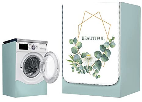 Odot Washer Dustproof Cover Front Load, Washing Machine Dryer Protector Sunscreen Waterproof Tumble Dryer Case Protective Cover for Most Front Loadi (S-capacity 6~7.5kg,Eucalyptus)