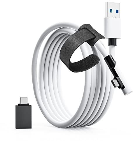 Cable de Enlace Tiergrade 3M Compatible con Quest2 / Pico 4, Transferencia de Datos de PC de Alta Velocidad con 5 Gbps, USB3.2 gen1 a USB C Accesorios de Cable para Auriculares VR y PC para Juegos