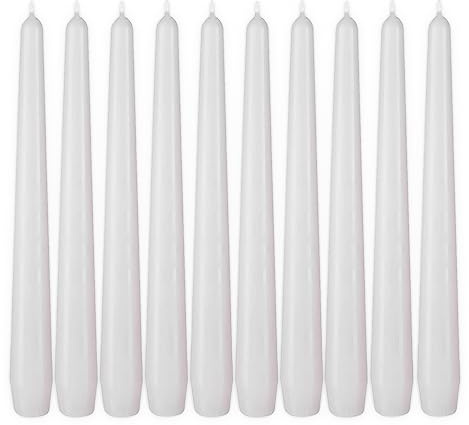 BRUBAKER Premium Spitzkerzen Weiß - 20 Stück - bis zu 7,5 Stunden Brenndauer pro Kerze - 24 cm Tafelkerzen Set für Kerzenständer und Kronleuchter - Leuchterkerzen Halterkerzen