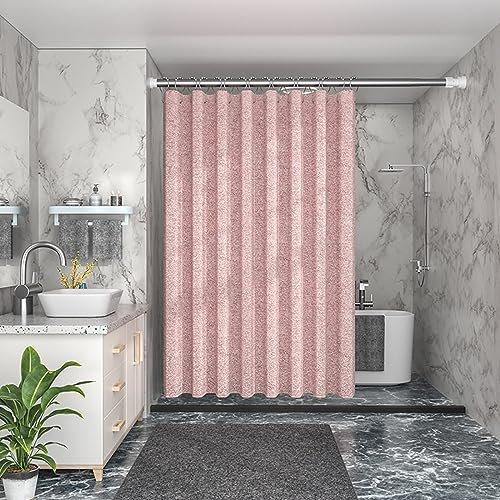Homxi Ösen für Duschvorhang,100 W x 180 H cm,Duschvorhänge Rosa Einfarbig Duschvorhang Polyester Duschvorhang mit Haken