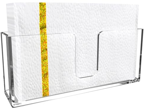 XQIGI Acryl-Serviettenhalter, Gästehandtuchspender, Servietten-Papierständer, 22,9 cm, transparentes Handtuch-Aufbewahrungstablett für Badezimmer, Waschtisch, Arbeitsplatte, Küchentheke, Esstisch,