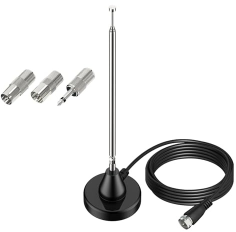 DAB UKW Radioantenne Digitale Teleskopantenne für den Innenbereich DAB FM Radio Antenne Stabantenne mit Magnetfuß 3 m Verlängerungskabel für Stereo Radioempfang Empfänger AV-Empfänger