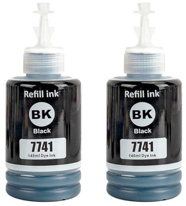 SHUOLEI 774 Tinte Kompatibel mit Epson 774 T7741 T774120 Tintenpatronen Multipack für ET-3600 ET-4550 ET-16500 L1455 L605 L655 M100 M105 M200 M205 (2-Pack, Pigment 140 ML x 2)