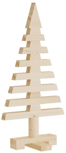 vidaXL Weihnachtsbaum Holz zum Schmücken, Christbaum Tannenbaum Künstlich Platzsparend, DIY Dekoration, Weihnachtsschmuck Weihnachtsdeko, 60cm Massivholz Kiefer