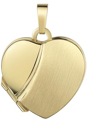 JEVELION Medaillon Herz 585 Gold 14 Karat Herz-Amulett für 2 Bilder zum Öffnen für Damen mit Halskette und Schmuck-Etui