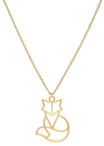 Fauna Collier Animal Renard Couleur Or ou Argent avec Chaîne ou Cordon Noir pour Femmes, Hommes ou Enfants, Résistant et Ajustable Fabriqué en France