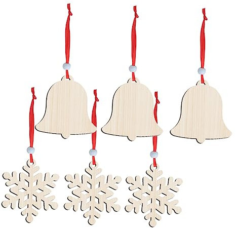 Ciieeo 6stücke Holz Weihnachtsbaumschmuck Schneeflocke Anhänger Natürliches Buchsbaumholz für Innen und Außenbereich DIY Bastelornamente Dekorative Hängeelemente