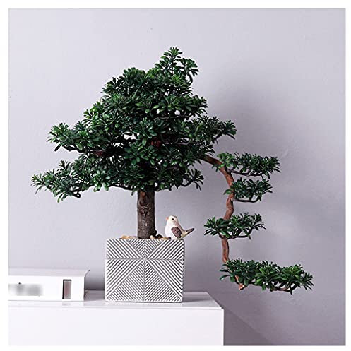 Künstlicher Bonsai-Baum Indoor Simulation Pflanzendekoration Wohnzimmer Willkommen Kiefer Bonsai Grünpflanzen Topf Desktop Zypresse Fake Tree Dekoration Ornamente 15,7 Zoll Gefälschte Pflanze im Topf