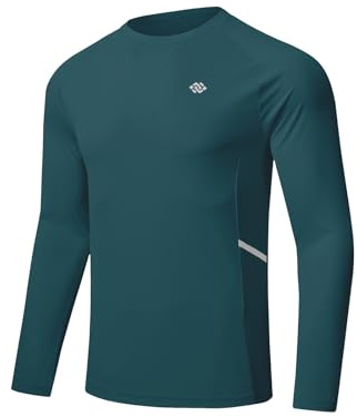 MoFiz UV långärmad tröja för män UPF 50+ utomhus långärmad t-shirt snabbtorkande rashguard simning, Lime grön, XXL