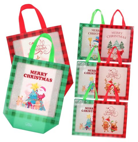 OUNONA 8stücke Wiederverwendbare Einkaufstaschen Aus Vliesstoff Weihnachtsgeschenktüten Tragbare Handtaschen Mit Weihnachtsmotiven Dekotüten Für Party