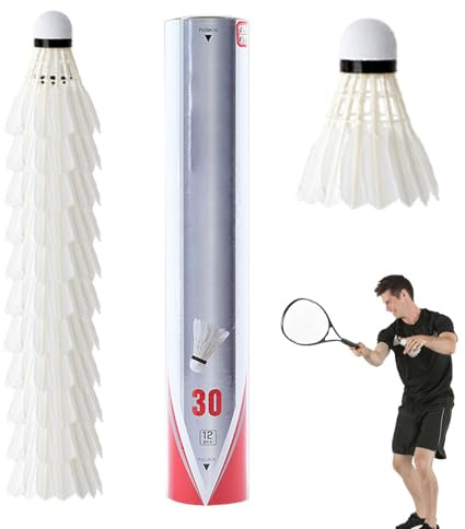 Generisch Lot de 12 balles de badminton d'entraînement en plumes de canard | 12 balles de badminton pour entraînement à grande vitesse pour débutants, entraîneurs familiaux