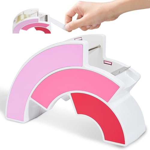 Dormercy Dispenser per nastro adesivo, carino, per bambini, scuola, ufficio (nastro non incluso), rosa, confezione da 1