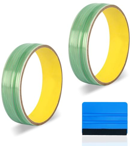 QYRDBGY 2 Stück Knifeless Tape, 10m Messerloses Klebeband mit Filzrakel Vinyl Film Schneiden Sicherheit Schneideband Kratzfrei Folie für Car Wrapping Vinylfolie Folienscheiden