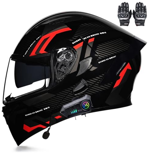 Beyswage Motorradhelm Klapphelme Integralhelm klappbar mit Bluetooth Doppelvisier, Herausnehmbares Futter, ECE-Zertifizierter Motorbike Helmets für Erwachsene Herren Damen M-XXL(55-62CM)
