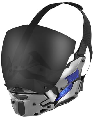 ZFFOZZ Taktische Airsoft-Waffe, Paintball, Antibeschlag-Cyberpunk-Maske, Halloween-Rollenspiel, Technische Requisiten, Vollmaske, Antibeschlaglinse, Mechanische Maske(White)