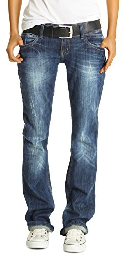 Boyfriend Style Jeans - Relaxed Baggy Fit Hüftjeans - Damen - j137p (DE/NL/SE/PL, Alphanumerisch, L, Regular, Regular, blau)