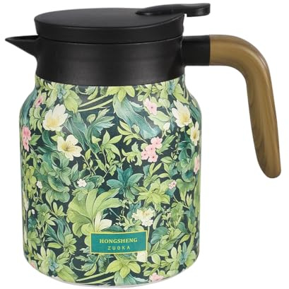 Tee Thermoskanne, 800ml, Teekanne mit Blumenmuster, Kaffeekanne Thermo aus Edelstahl 316 mit Abnehmbarem Teesieb und Deckel für Tee, Kaffee, Heißgetränke