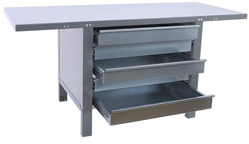 Simon Rack Banco de Trabajo Taller, Capacidad Carga 700 kg, 830x1500x730 mm, Mesa de Trabajo, 5 Cajones, Gris - BT6 Pro