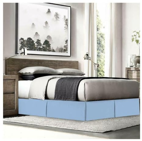 Cmis Kbei Cache-sommier plissé doux et confortable avec tissu infroissable et résistant à la décoloration – Literie de 38,1 cm de haut (sans plateforme) (bleu, 140 x 190 x 35 cm)