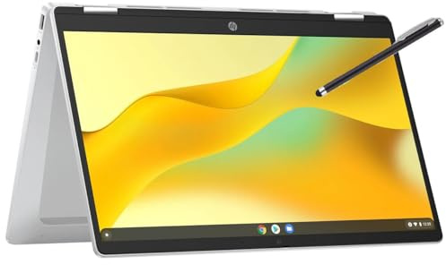 HP Convertible 2-in-1 Chromebook in Silver 14 Touch HD Intel 4-Core up to 3.40GHz 4GB Ram 128GB Storage 4K Graphics Super-Fast WiFi Chrome OS (14b - Renewed)