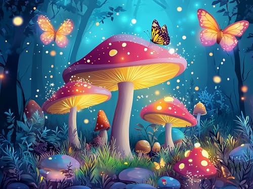MOMAKA 5D Diamond Painting Kits Svamp för vuxna, gör-det-själv 5D diamantmålningssatser Växt Full Drill for Beginners, Rund Borr DIY Crystal Picture Art for Home Wall Decor 30x40 cm