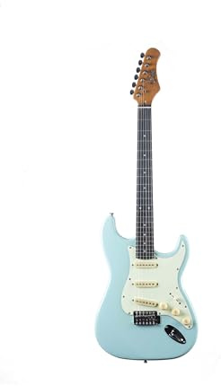 EKO GUITARS - Chitarra Elettrica ST‑300, Corpo Pioppo, Manico Acero, Tastiera Eko WPC, 3 Pickup Single‑Coil, Ponte Tremolo, Colore Daphne Blue