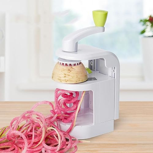 Râpe rotative pour pommes de terre, carottes, mandoline multifonction 3 en 1, hachoir à légumes, trancheuse, lot de 3 lames de tambour (blanc)