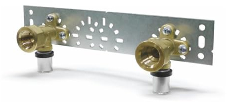 Sanpro 3 x Pressfitting Wandscheiben + Montageplatte, Größe 16x2, Stichmaß 73-153 mm (THPRESS Pressfitting) (Pack à 3 Stück)
