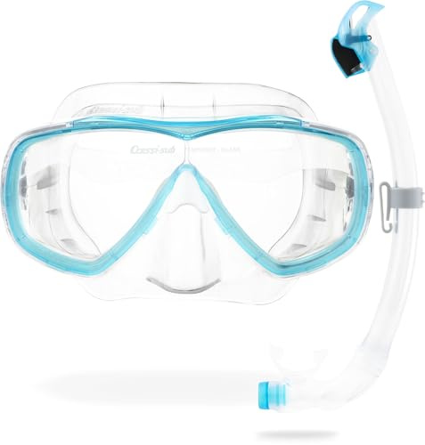 Cressi Estrella + Seal Dry Combo Clear/Aquamarine - Set Combo para Adultos Máscara Estrella e Innovador Snorkel Seal Dry, Buceo e Snorkeling, Transparente/Aguamarina, Talla Única