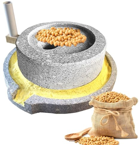 Stone Grain Mill, Manual Grinding Machine for Wet and Dry Food, Grinder for Flour, Rice, Beans, Spices, Easy to Dismantle and Clean,