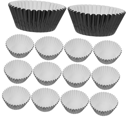 LIFKOME 100 pezzi Pirottini per Muffin in Alluminio Nero Riutilizzabili Stampi Versatili per Cupcake Torte Piccole e per Forno e Dolci Creativi
