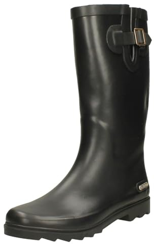 Elle Sport X1R280 - Botas de agua con forro cálido y hebilla para mujer, Black, 41 EU