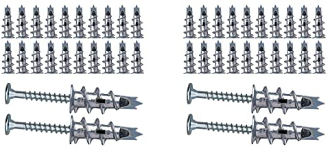PPcdfre 80 Pcs Metal Self Drive Anchor Plasterboard Dowels with Screws 4.5 x 35mm for Single-Layer and Double-Clad Plasterboar