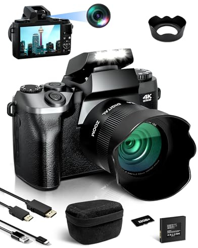 Fine Life Pro 4K 64MP Digitalkamera, 4 Touch, 16x Zoom, Wi-Fi