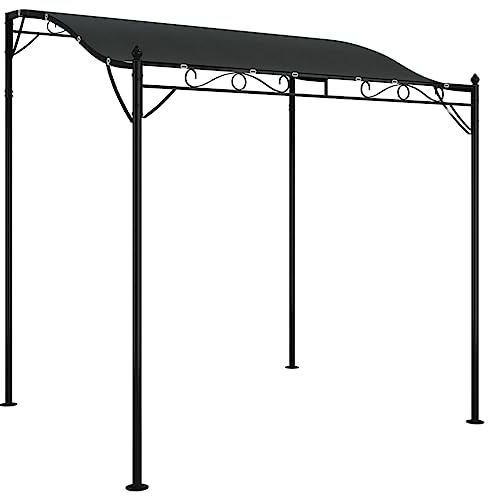 Owoxanthellate Anstellpavillon 2x2,3 m Anthrazit, Wandpavillon mit pulverbeschichtetem Stahlrahmen, Terrassenüberdachung für Garten und Terrasse, Partyzelt mit Pultdach