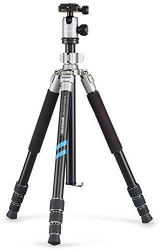 Cullmann 55461 MUNDO 525M Dreibeinstativ inklusiv Kugelkopf und Einbein (Packmaß 45,5 cm, 3 Auszüge, Höhe 160 cm, Tragfähigkeit 8kg) silber