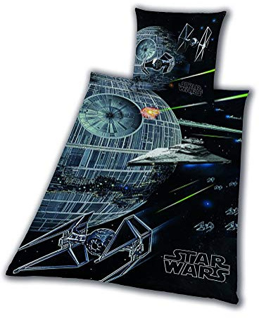 Star Wars 8 Death Star Rey Finn Tico Yoda Bettwäsche glatt 135x200 cm